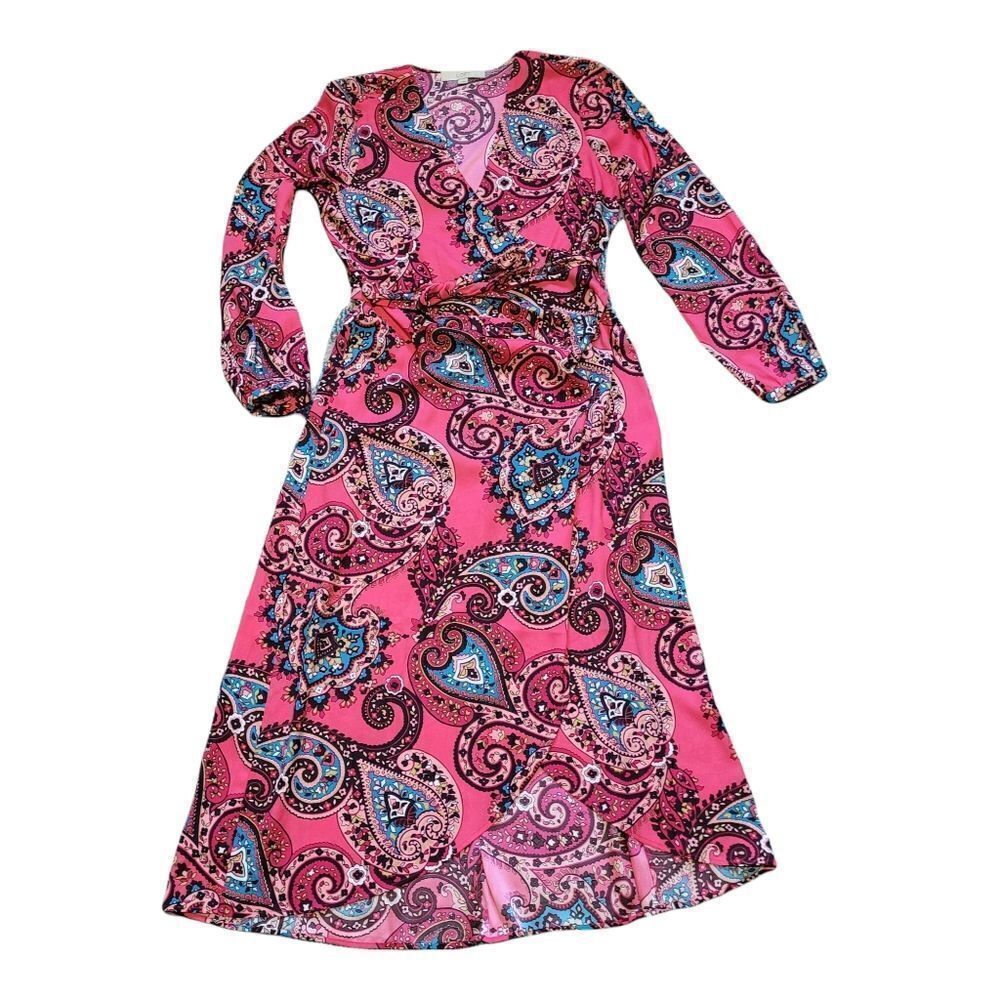 Loft Pink Paisley Wrap Dress